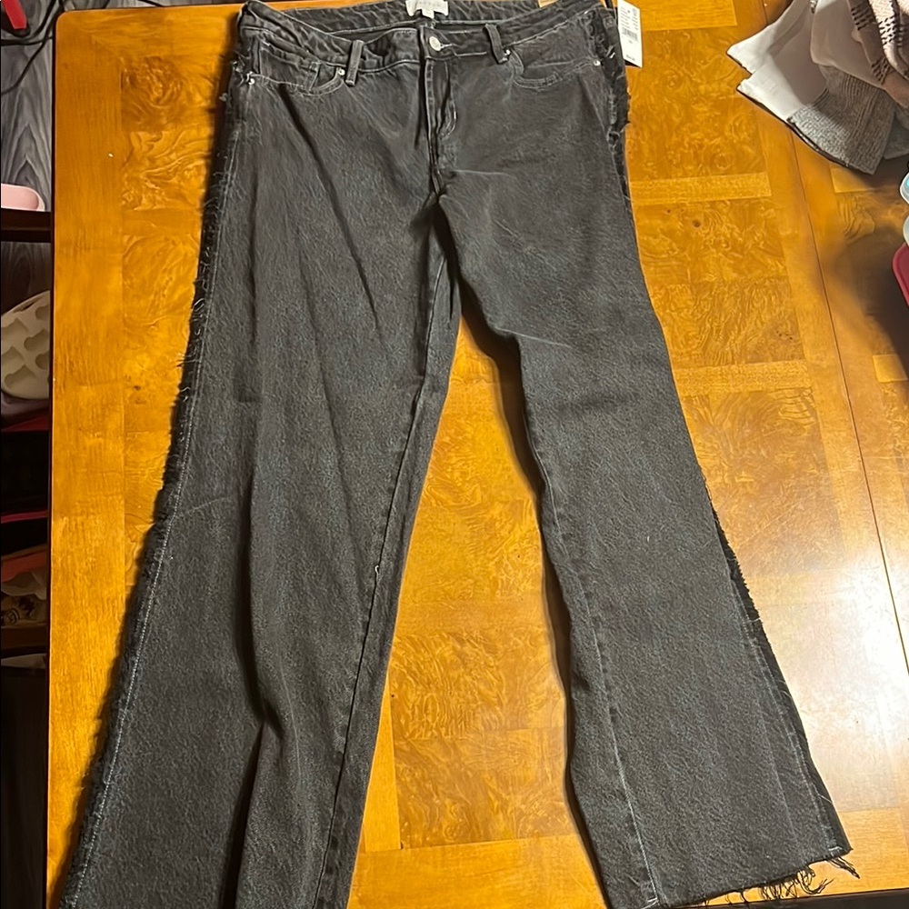 Women's Black Low Rise, Wide Leg Jeans